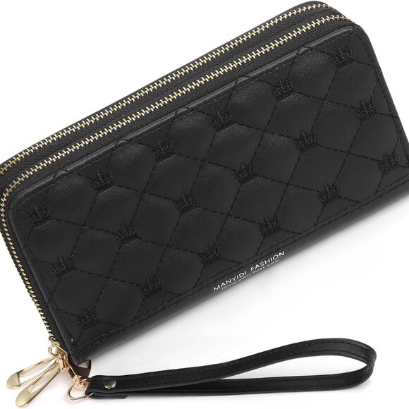 Women’s Faux Leather RFID Blocking Wallet with Phone Wristlet Large Capacity - Picture 1 of 7